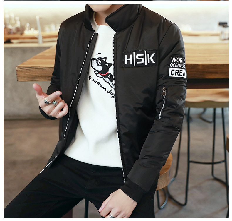 棒球领加厚棉服外套,冬日下的阳光型男