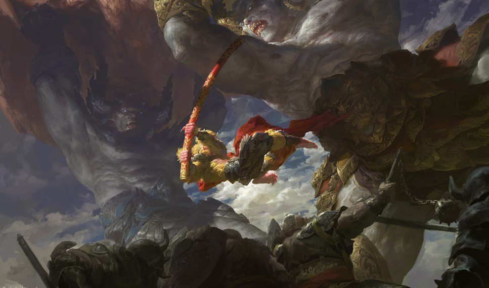 12岁画的孙悟空绘画图片,20几年的绘画功底都用上了