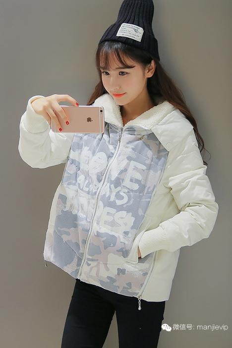 纯棉加绒加厚连帽中长外套 (红色羊角扣毛呢夹棉外套)