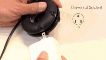 这个呆萌的甜甜圈插线板兼容各种形状插头，什么插头都能插！