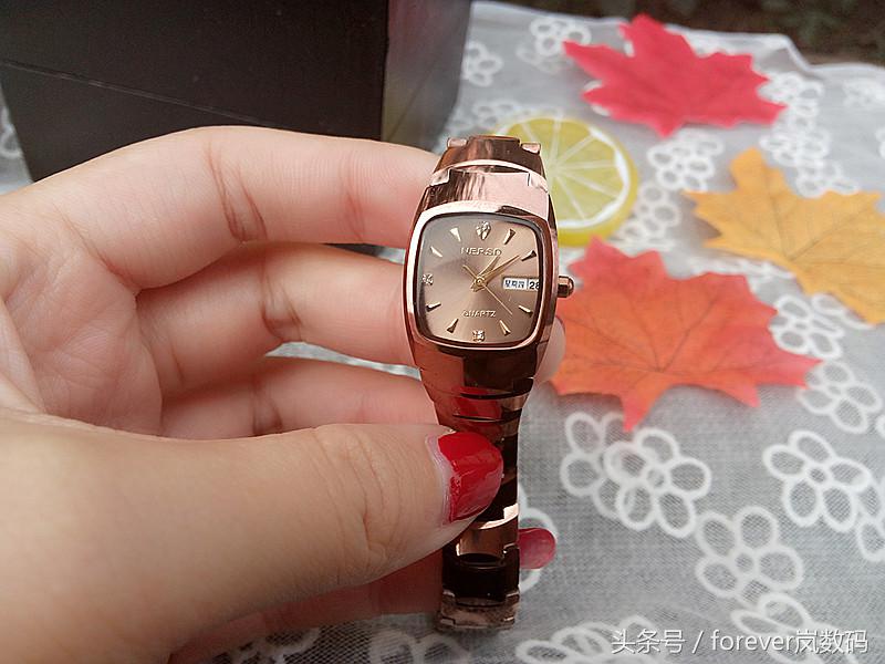 钨金双日历女表,钨钢防水简约女表