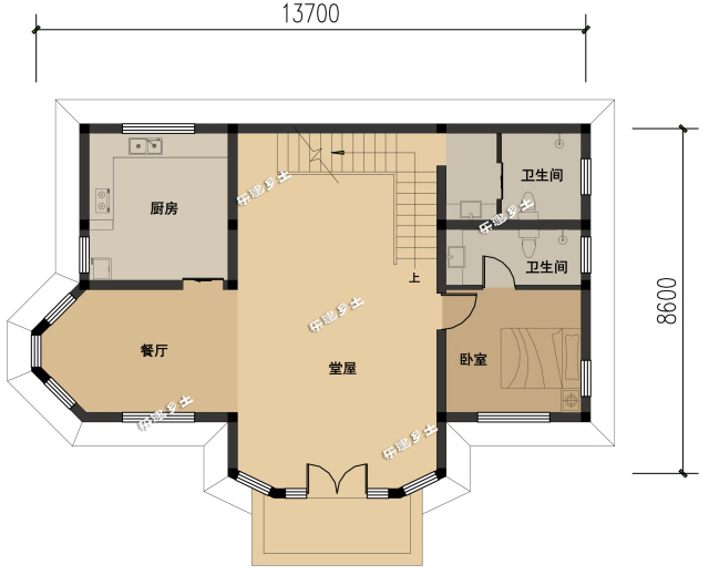 广州乡村自建14X9米四层民宅全套图纸+360°全景展示