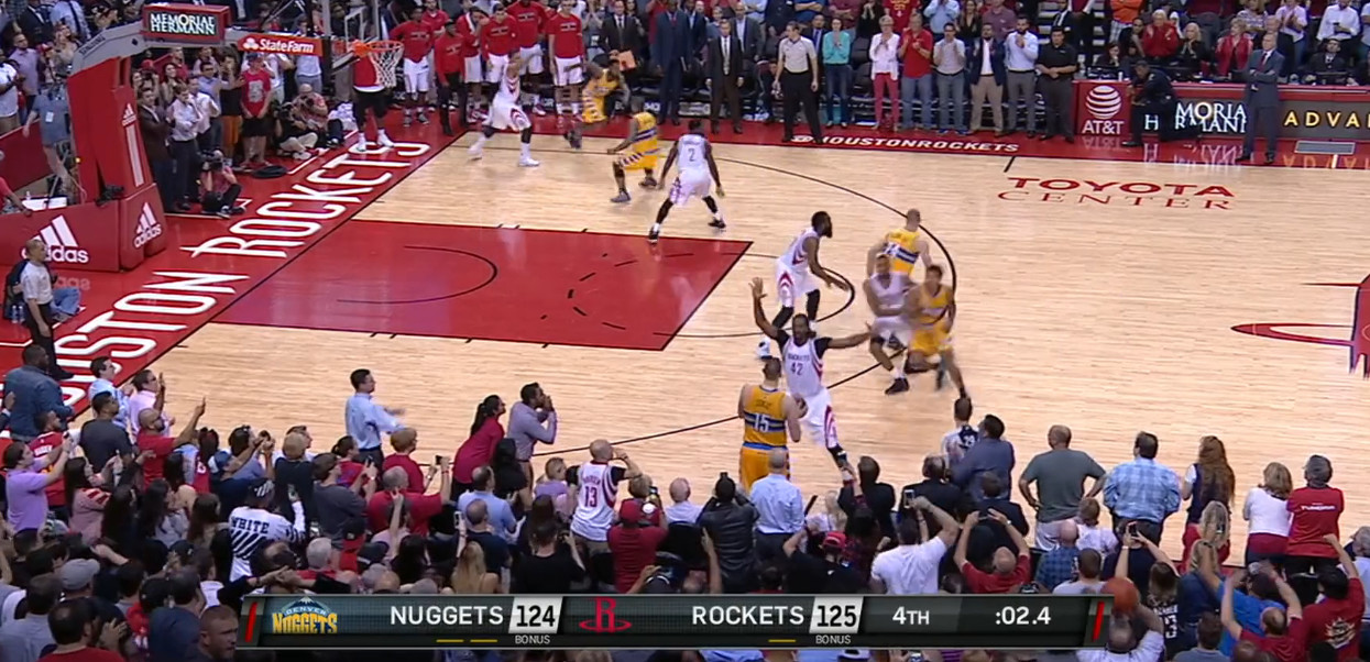 哈登一条龙绝杀勇士,哈登最诡异进球