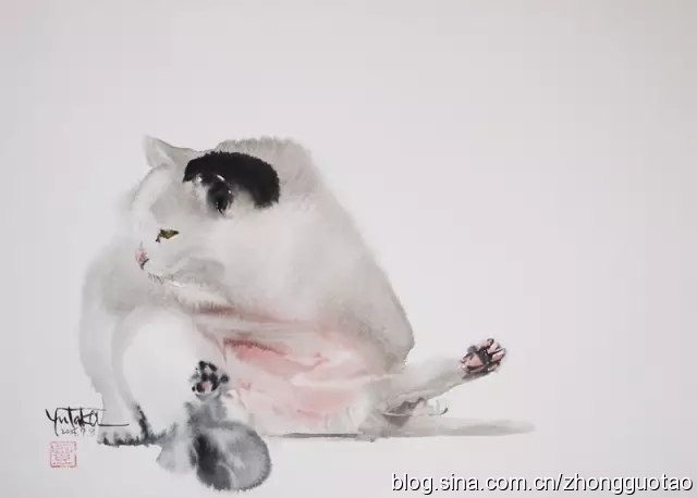 日本水墨画猫,国画猫水墨画