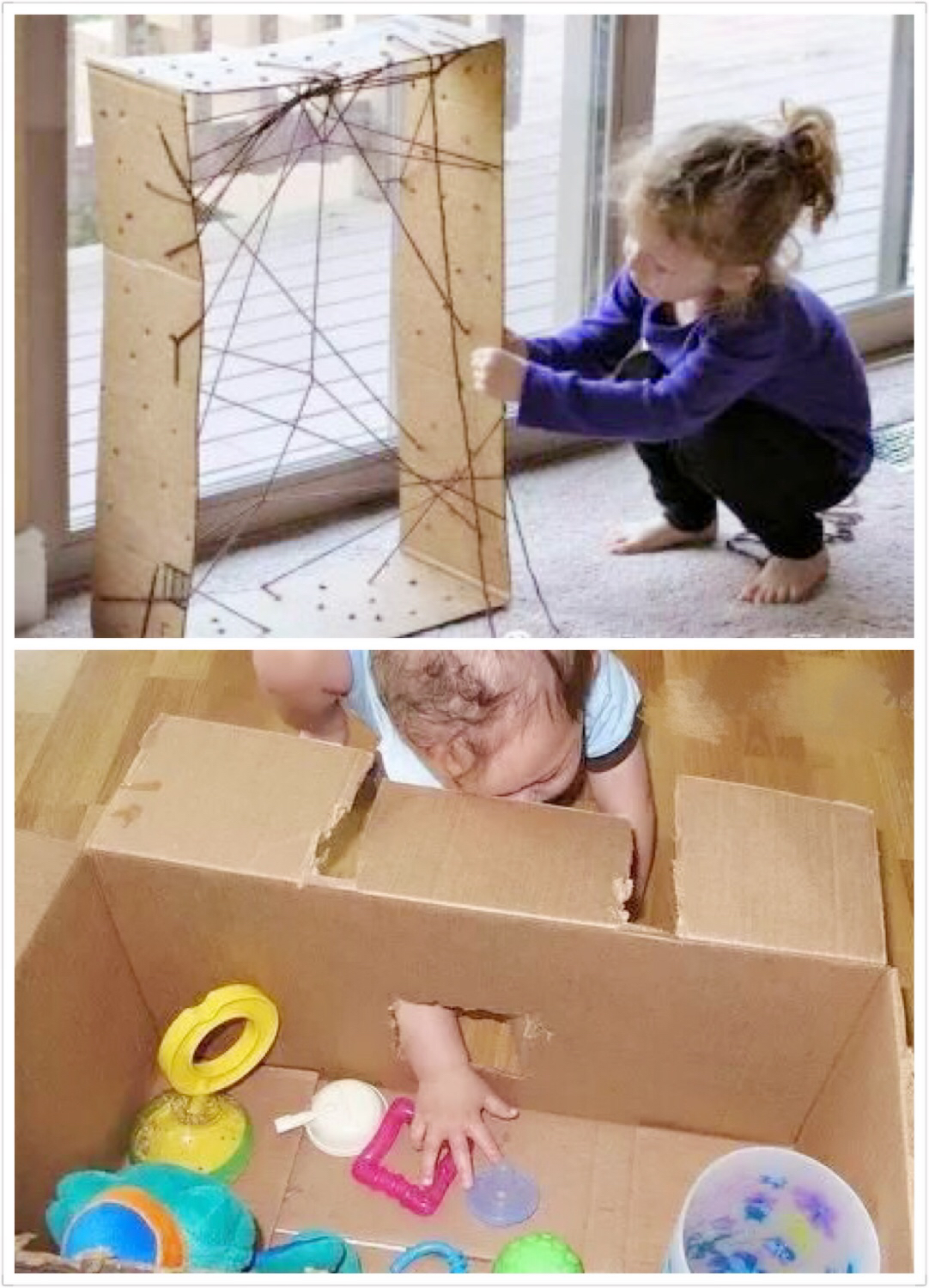 废纸箱做户外儿童玩具,废纸箱做可爱的宝宝