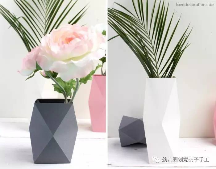 插花瓶的花朵折纸简单幼儿园,儿童手工折纸花瓶大全