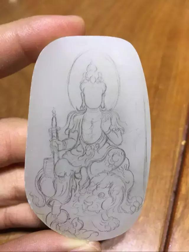 金丝玉雕刻文殊菩萨样板 (和田玉雕刻文殊菩萨图案)