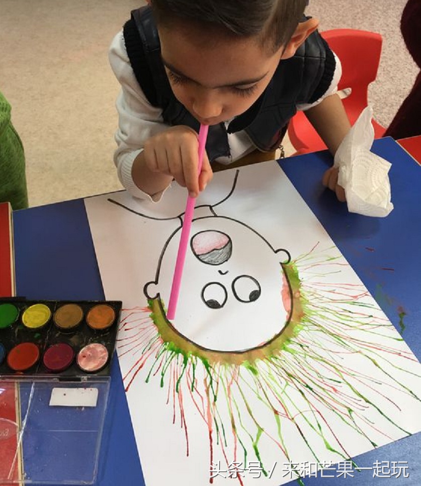 滴流画儿童,儿童绘画创意蜡笔涂色
