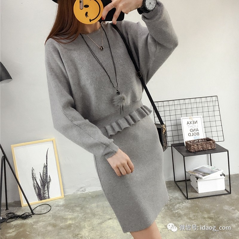 新款套装裙时髦又减龄冬天,套装裙两件套小香风针织秋冬