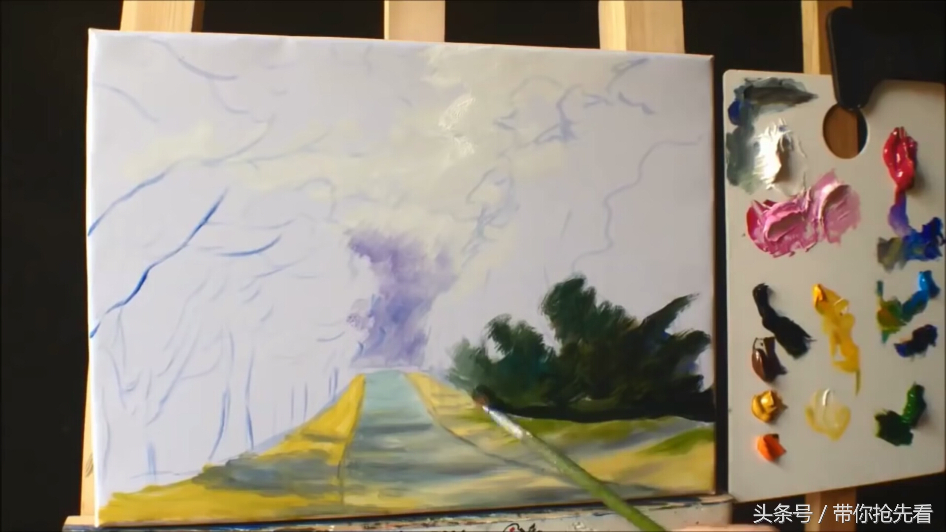 丙烯颜料画樱花树教程视频,丙烯颜料樱花的画法