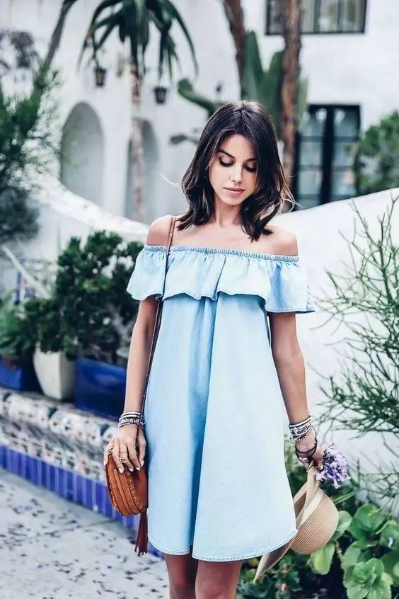 夏季仙女一字肩,一字肩夏季仙女