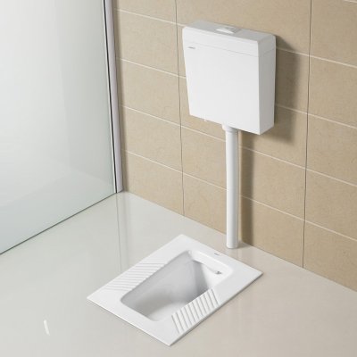 家里蹲便器手按水箱冲，老婆嫌它麻烦找人换成了这种，踩一脚完事