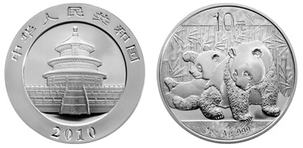 2010年熊猫10元银币现在多少钱,2010年熊猫10元银币值多少钱