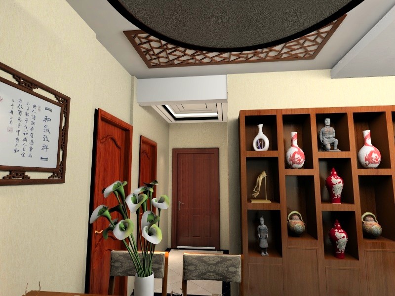 盛唐大观园128平装修案例,唐山现代中式风格装修