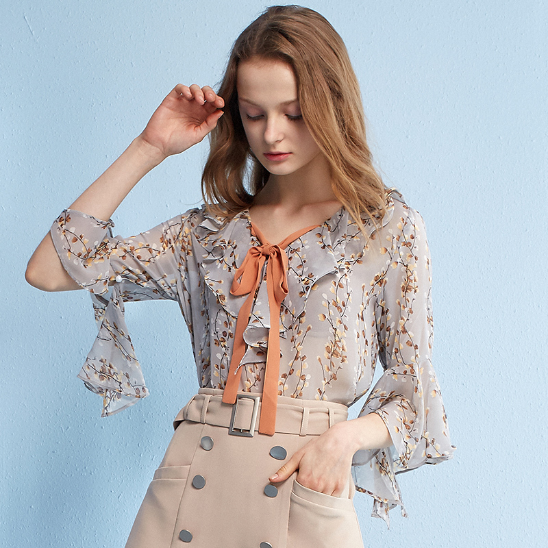 中老年气质雪纺上衣,法式气质雪纺上衣