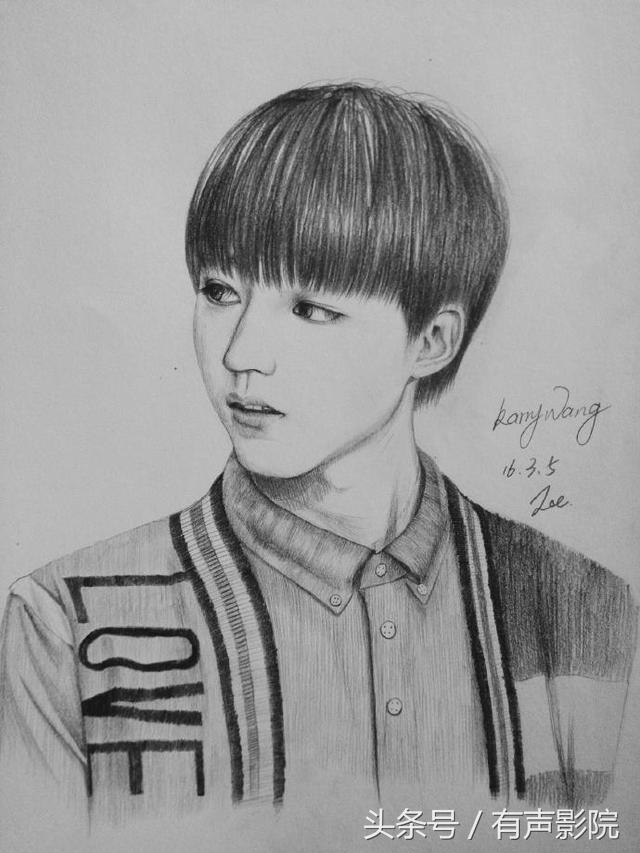 男明星素描画，鹿晗爱耍帅，俊凯最纯净，千玺大佬最低调！
