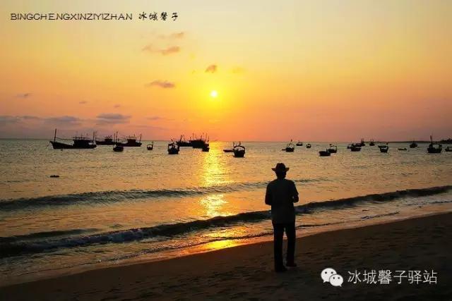 醉享三亚波波利海岸夕阳下的渔光曲