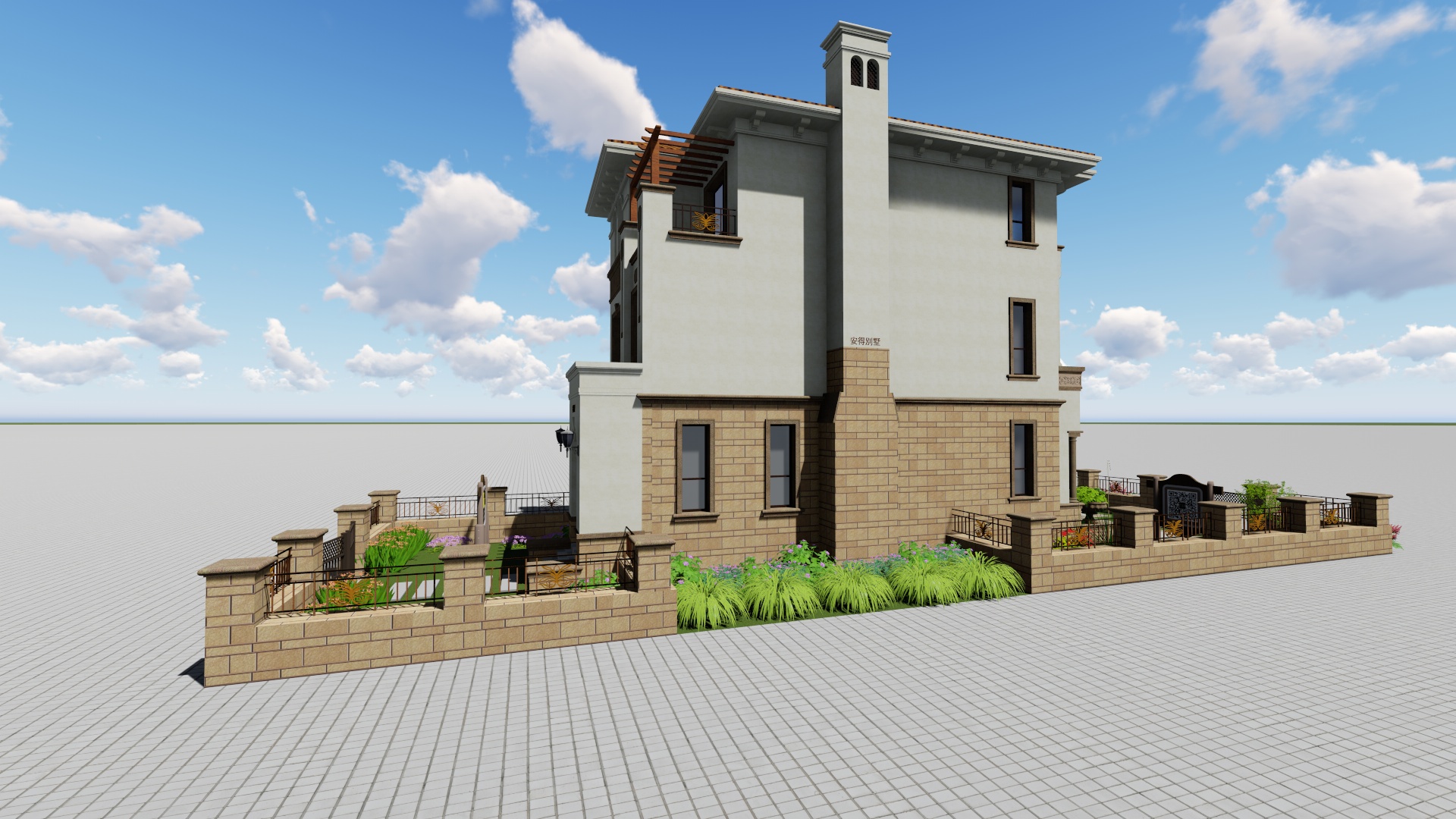 长方形农村两层自建房四合院,农村长方形地块自建房