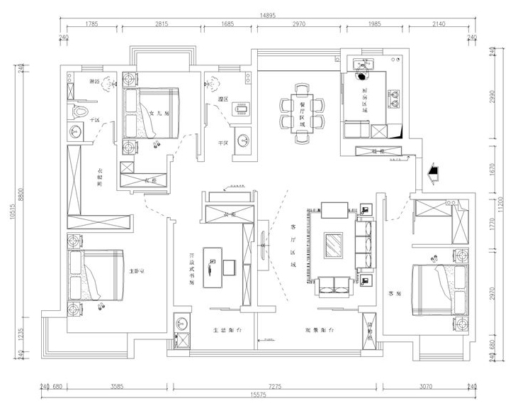 整个走廊来收纳，襄阳绿地广场三期效果图，170平现代四居半包9万