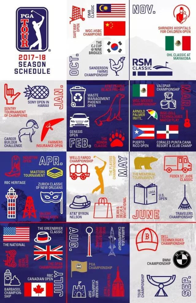 美巡赛2017-18赛季,2017美巡赛赛程