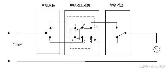 公牛三开双控开关接线图解视频,正泰三开双控三灯怎么接线实物图