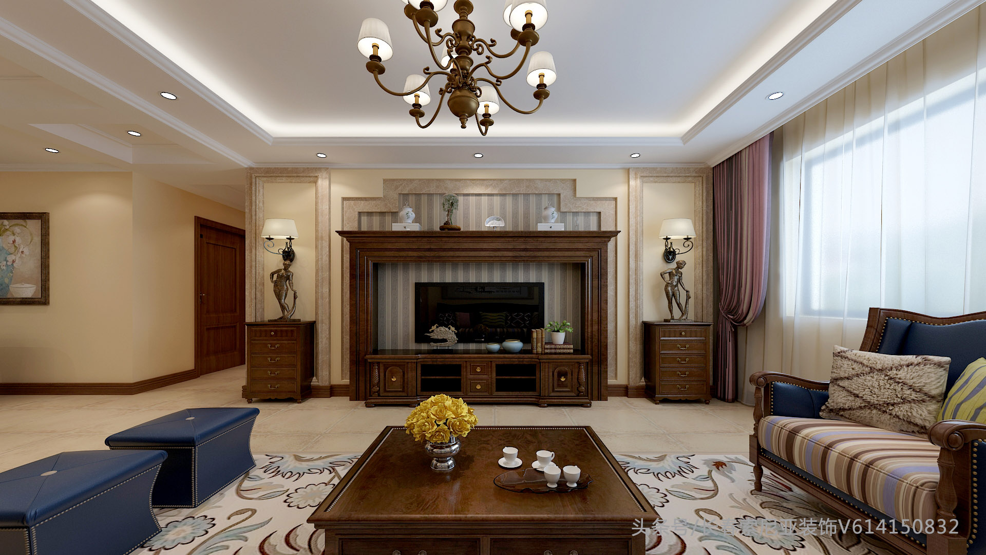 长春装修，和信天阶120平，美式风格赏析，索尼亚装饰大旭！