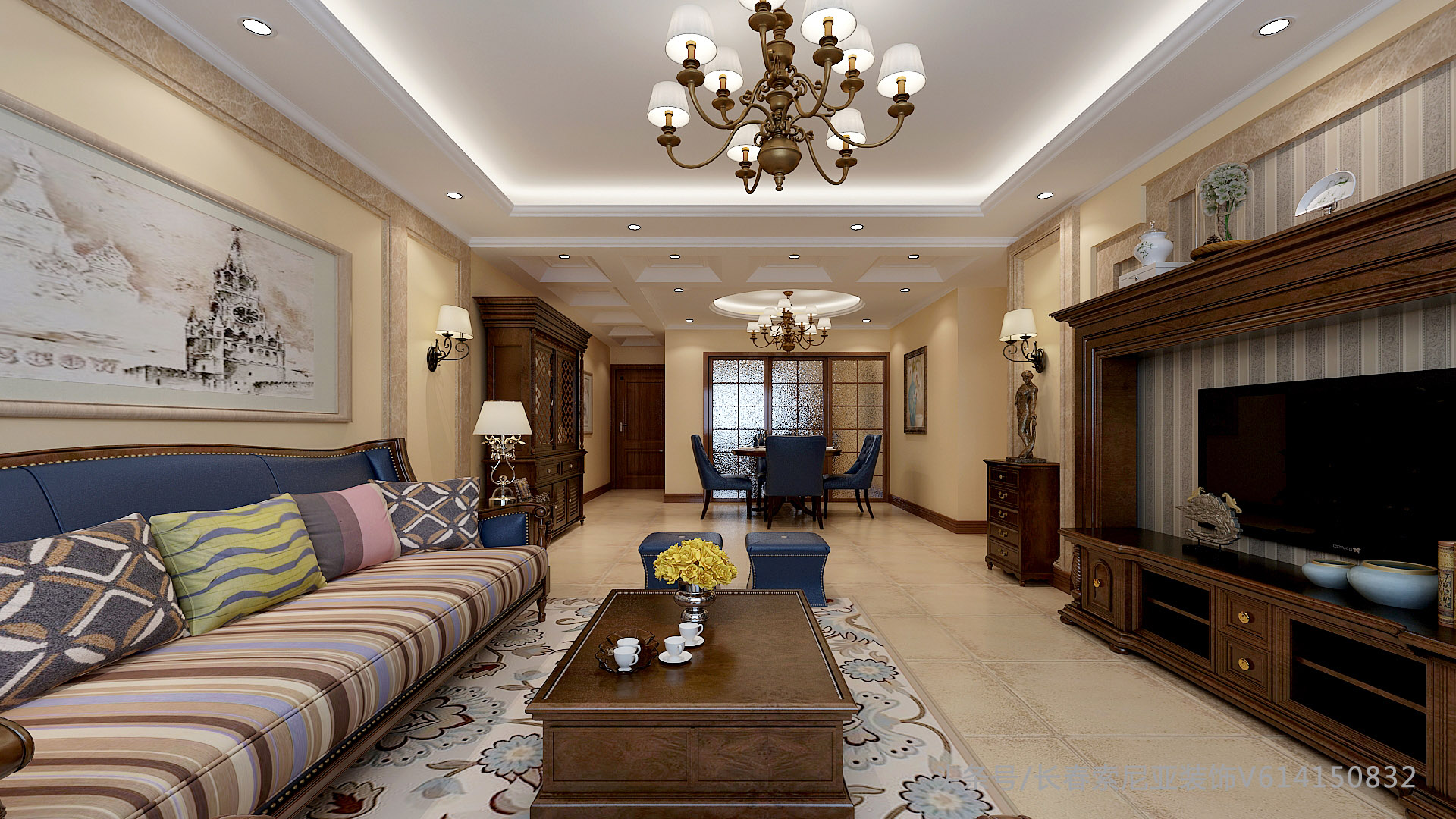 长春装修，和信天阶120平，美式风格赏析，索尼亚装饰大旭！