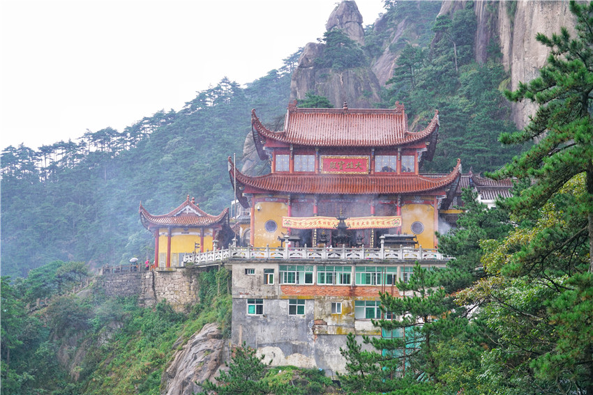 九华山天台景区航拍,九华山天台明月