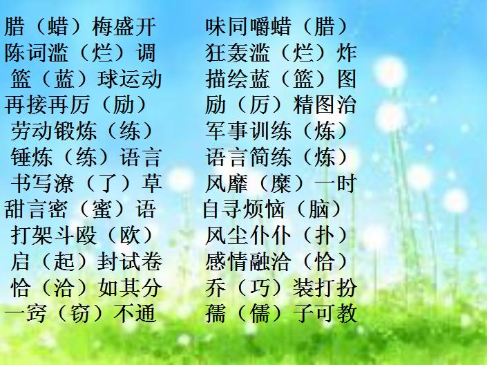 初中语文常见错别字成语,初一语文错别字归纳大全