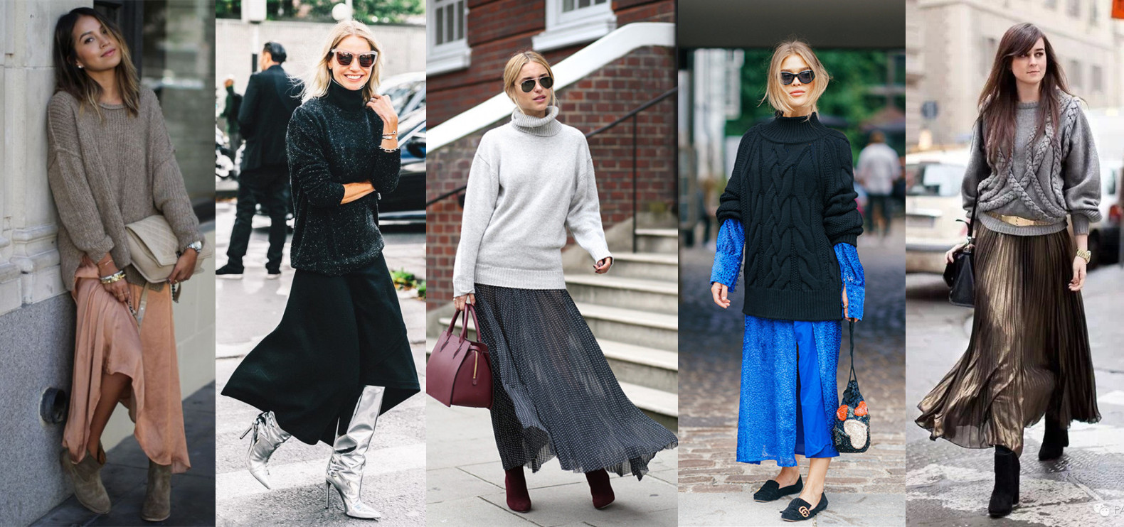 粗棒针毛衣宽松慵懒风搭配,拯救圆领粗针织毛衣穿搭