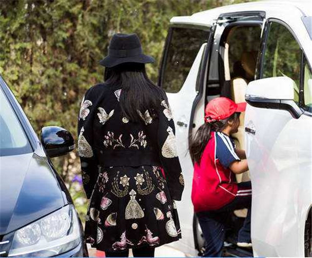 李湘接女儿上豪车,刘恺威接孩子视频