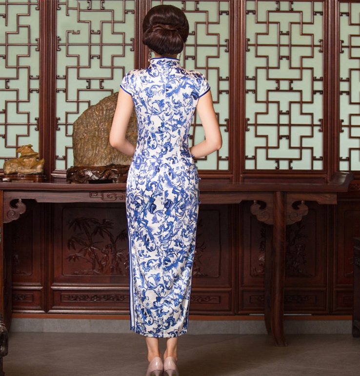 旗袍古韵唯美意境青花瓷,青花瓷复古风旗袍