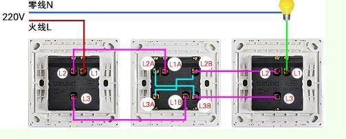 暗装一灯三控开关怎么接线,双控开关当单控灯开关接线方法