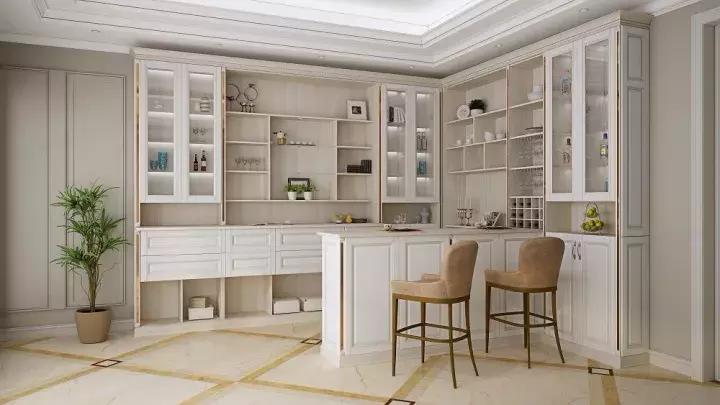 1.8米餐边酒柜效果图,100款酒柜效果图带玻璃门