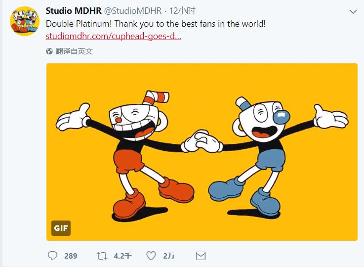 又一次双喜临门！《茶杯头》在获得IGN2个年度奖项后，宣布达到双白金销量