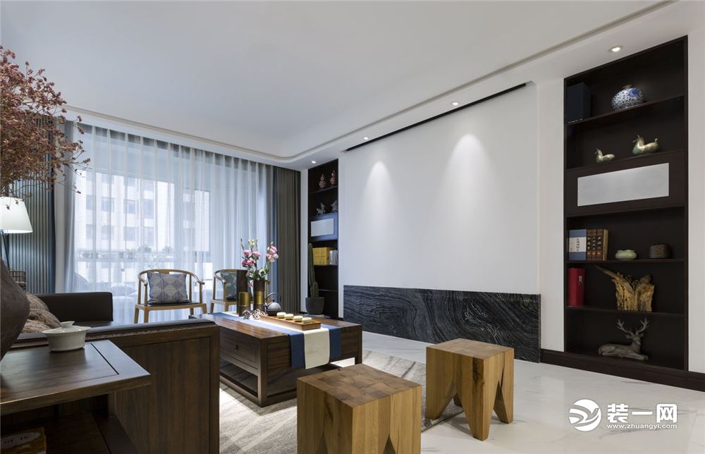 140平简约中式风格设计,新中式禅意风装修100平