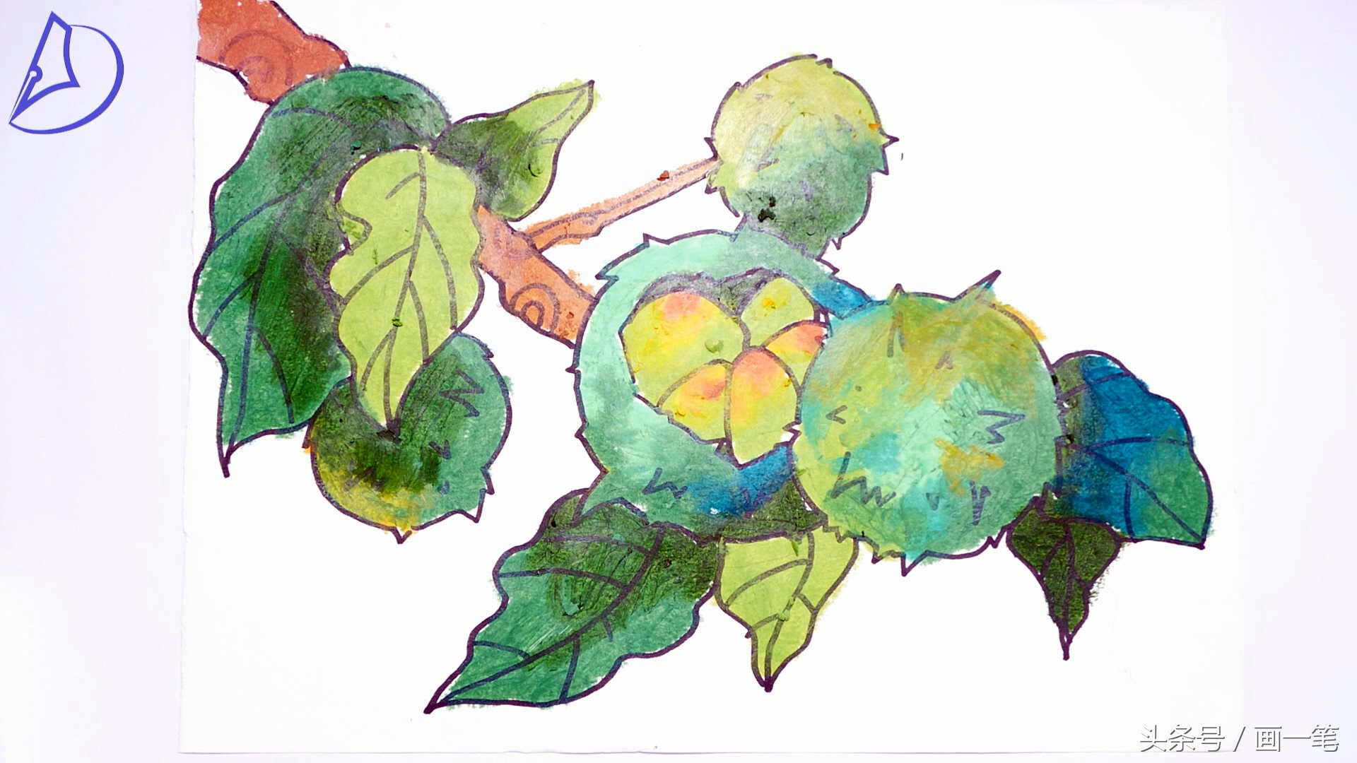 绿色系软萌蜡笔画,可爱画风蜡笔画