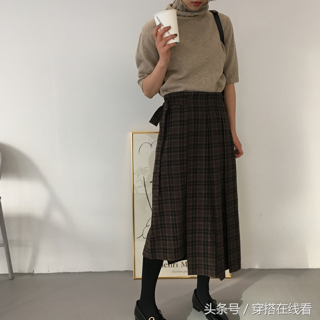 18秋冬新款针织打底套裙中长款,宽松毛衣裙韩版慵懒风搭配