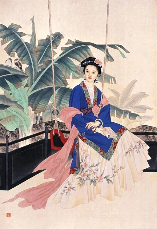 国画名家杨淑涛工笔仕女画欣赏,赵国经工笔仕女画作品欣赏