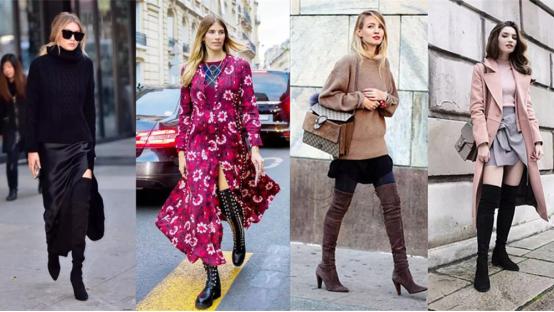 冬天适合粗腿穿的长筒靴,冬天穿光腿神器配过膝靴