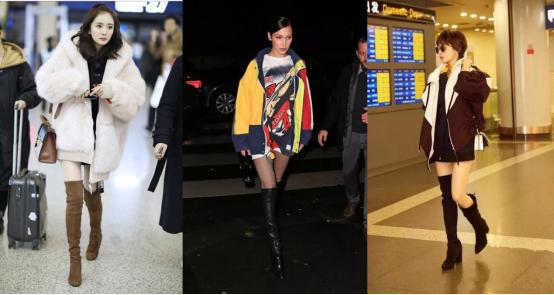 冬天适合粗腿穿的长筒靴,冬天穿光腿神器配过膝靴