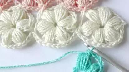 用毛线做泡芙花毯,泡芙花毯钩织教程