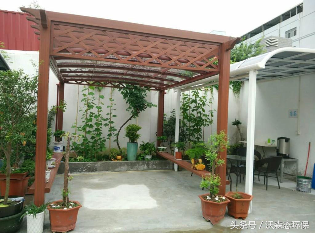 防腐木葡萄架花架效果图,露台铝合金花架葡萄架