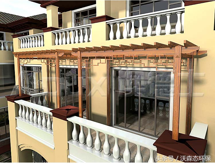 阳台多层花架轻奢风格,阳台精致葡萄架