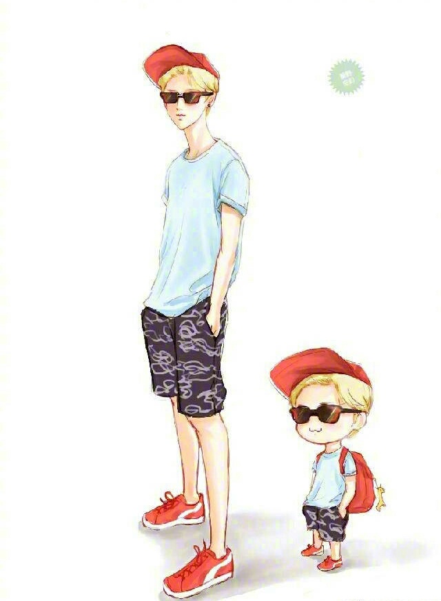 鹿晗最可爱的照片漫画,鹿晗和他儿子动漫图片