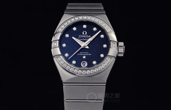 欧米茄星座蓝色表盘女,欧米茄蓝色星空限量