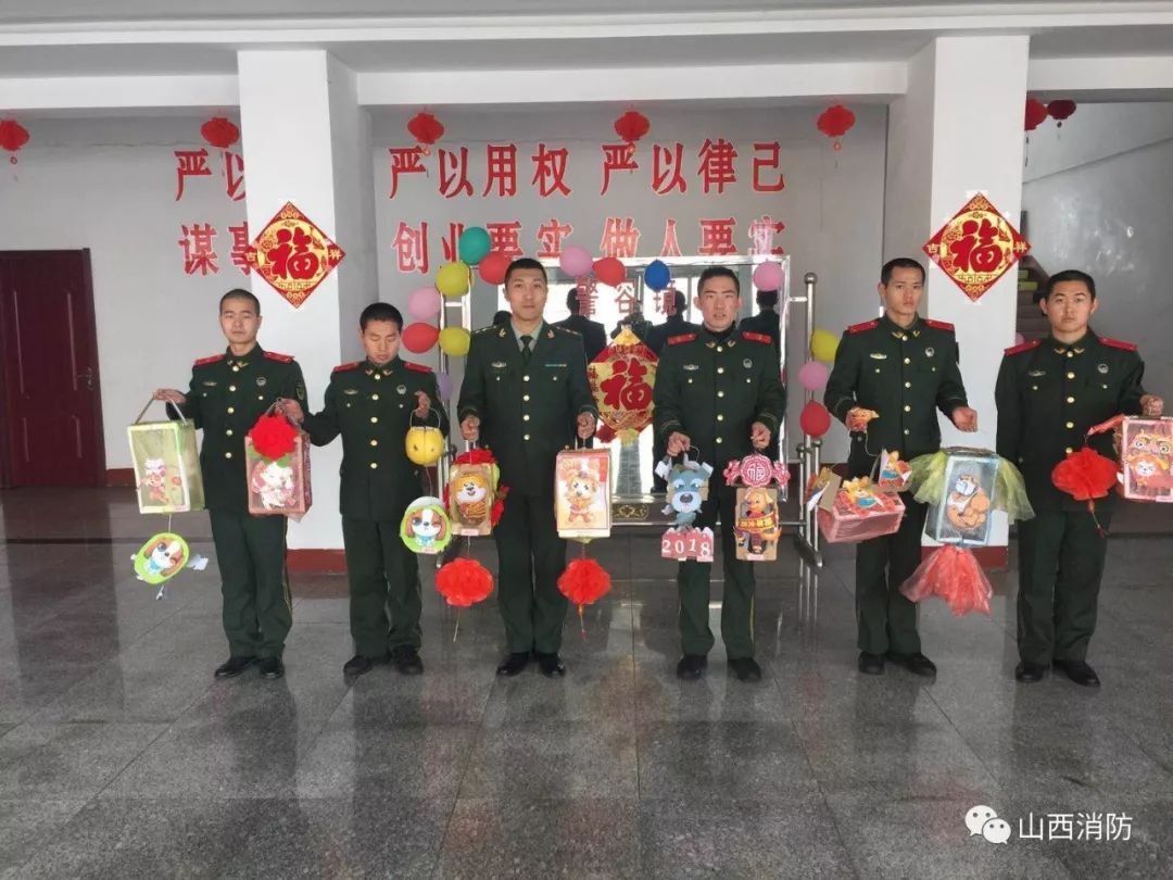 部队自制元宵节花灯,消防花灯