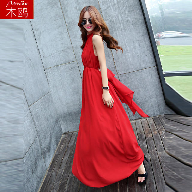 夏季大红裙淑女型,夏天迷人小红裙