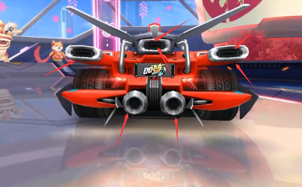 QQ飞车手游隐藏A车帝王造型还是不错5个喷口黄色火焰很酷炫