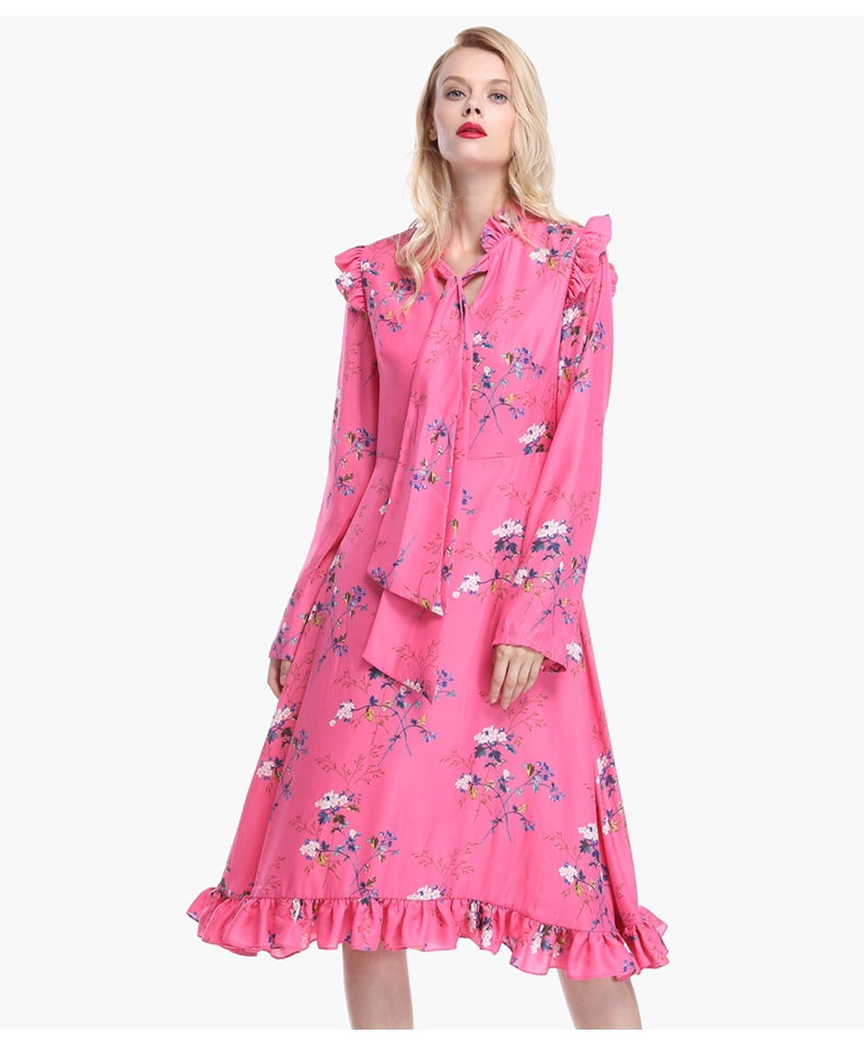 春日里的第一条连衣裙,琪琪推荐春日花朵褶皱连衣裙